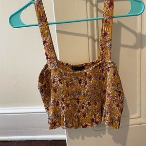 American Eagle Yellow Floral Crop Top